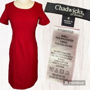 Women’s Red Chadwick’s of Boston Sheath Midi Dress Size 4